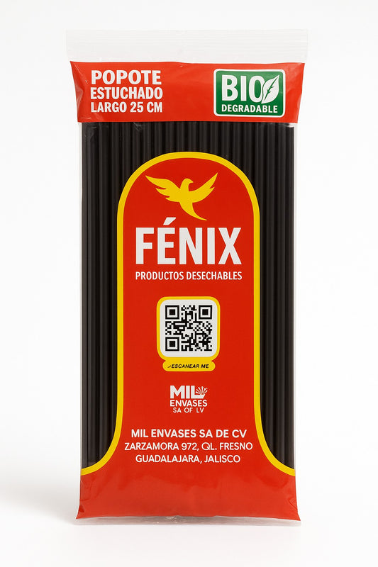 Popote con Punta Negro (2,000 Pzs)